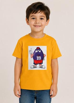 Хит продаж! детская футболка m&m’s для мальчика — желтая футболка с принтом конфеты 104-128 128-134