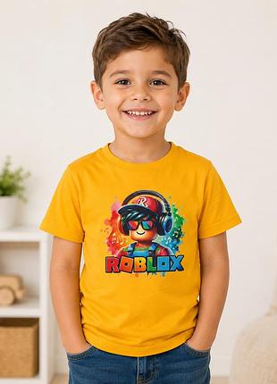 Топ продажів! дитяча футболка roblox жовта для хлопчика — модна футболка roblox 104-128