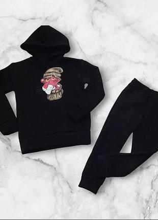 Детский спортивный костюм на мальчика утепленный "lion pink" рост 116-140 см 134-140