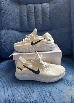 Акція кросівки жіночі літні текстильні білі/бежеві nike foam