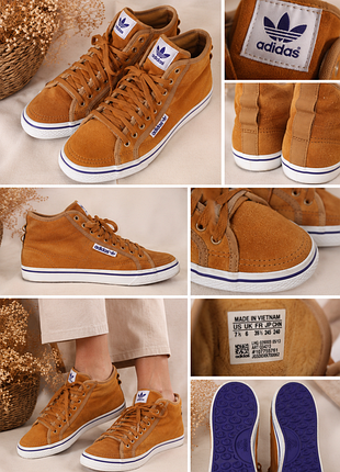 Кеды adidas originals утеплённые замшевые camel / высокие кеды adidas / sneakers