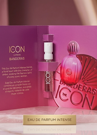 Banderas the icon eau de toilette — фужерно-древесный аромат с сочным грейпфрутом, специями и расслабляющими травяными нотами, 1,5 мл;
