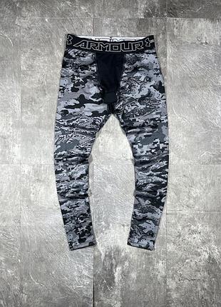 Чоловічі компресійні тайтси under armour андер армор легінси лосини для бігу залу спорту оригінал термоштани штани камуфляж сірі графіт розмір l/m