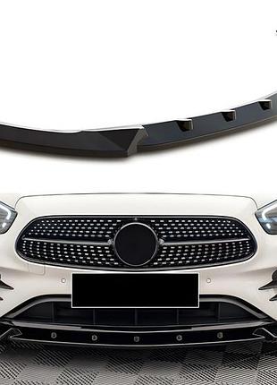 Передня лип накладка dpt (для amg-line, 2020-2023, чорний глянець) для mercedes e-сlass w213 рр