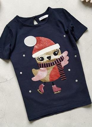 Новогодняя футболка marks &amp; spencer бирка 5-6 лет