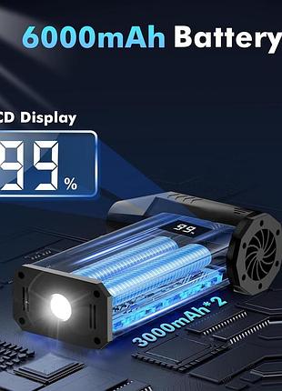 Ручний портативний турбовентилятор xjugez tf 0004 130000rpm з ліхтариком, продуктивний з 3 режимами роботи, ліхтариком, сос, стробоскопом і дисплеєм 3