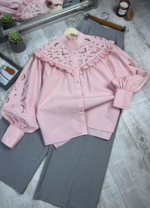Хлопковая блуза с объемными рукавами от h&amp;m