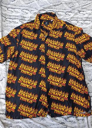 H&amp;m x 87flix stranger things рубашка m, 100% вискоза