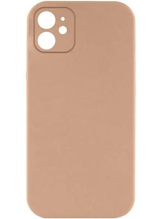 Чехол silicone case full camera protective (aa) no logo для apple iphone 12 (6.1") бежевый / desert gold