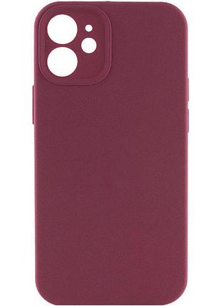 Чохол silicone case full camera protective (aa) no logo для apple iphone 12 (6.1") бордовий / plum