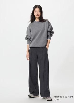 Штани брюки з плотного трикотажу uniqlo brushed jersey wide trousers