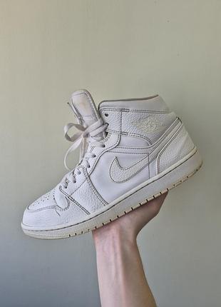 Оригинальные air jordan 1 mid "triple white" | 44.5 размер