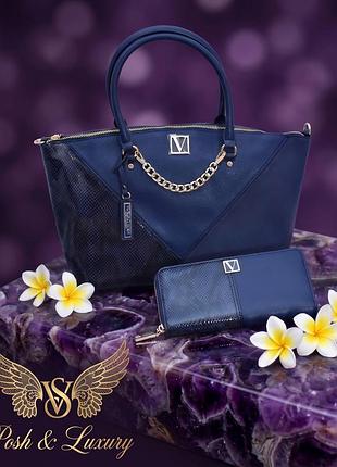 💙 эксклюзивный сет, изысканный набор victoria’s secret: сумка-тоут + кошелек the victoria wallet. оригинал!