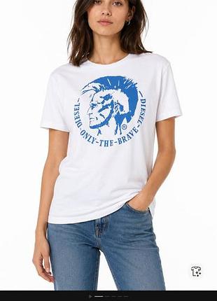 Diesel оригинал женская белая футболка размер l xl
