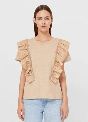 Хлопковая футболка с воланами stradivarius
