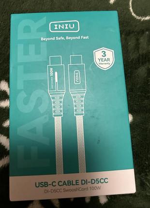 Кабель Viu usb-c to usb-c (модель di-d5cc) мощностью 100w