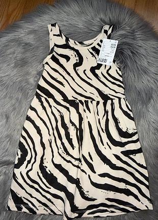 Новий стильний бавовняний сарафан принт зебра на дівчинку 2/4р h&m