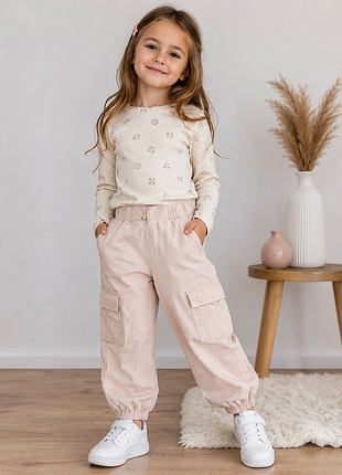 Benetton 110 брюк карго нюдово-розовые легкие 4-5 лет