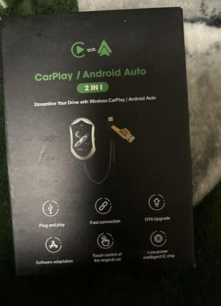 Бездротовий адаптер 2-в-1 для carplay та android auto.
