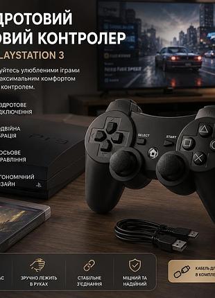 Бездротовий ігровий контролер diswoe для playstation 3 та пк — bluetooth геймпад, double shock, 6-осьовий гіроскоп, чорний