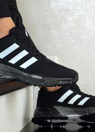 Кроссовки мужские adidas marathon tr демисезонные черные с белой сеткой, подошва пенка, вьетнам г.47-50