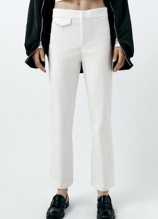 Жіночі білі вкорочені штани flare бренд zara