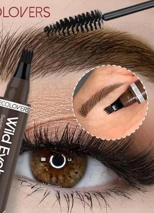 Олівець для брів водостійкий, колір: brown/ коричневий, wild eyebrow pen, pecolovers, sweatproof & waterproof & full color natural,  brown