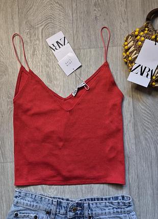 Трикотажна майка жіноча zara на тонких брителях