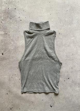Жіночий сірий топ в рубчик zara
