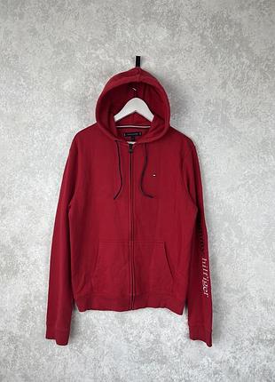 Чоловіче зіп-худі tommy hilfiger в червоному кольорі, розмір м