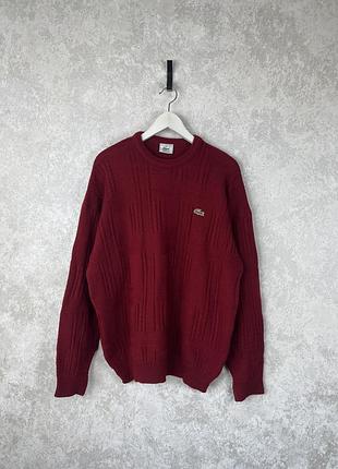 Чоловічий вовняний светр lacoste в червоному кольорі, розмір xl