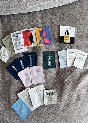 Пробники корейської косметики 19 шт  purito, instytutum, dr.ceuracle,round lab,skin lab, malevich, benton, mr.scrubber
