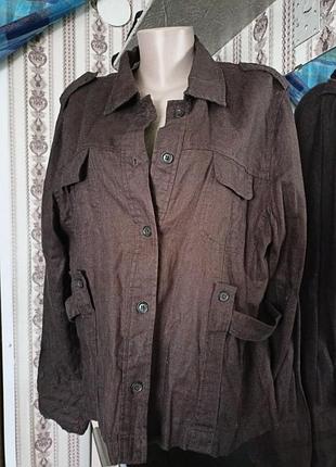 Пиджак женский 💯 процентов лен, коричневый цвет, размер,l,xl.