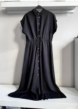 Черное платье-рубашка миди new look,р. 16 ( хл) вискоза