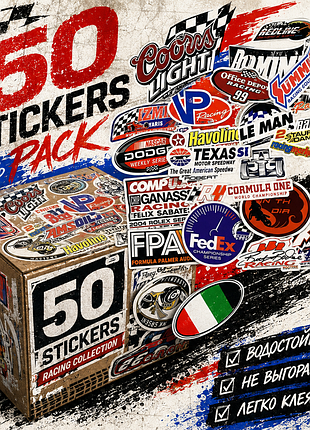 🏁 racing sticker pack 50 шт — jdm / formula 1 / nascar / motorsport