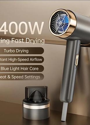 Мощный фен для волос 2400w с ионизацией 4d blue light