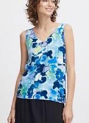 Новий жіночий топ майка сорочка без рукавів b.young angel blue watercolour sleeveless joella blouse. s 36 данія 🇩🇰