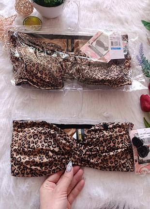 Fashion forms love knot bandeau bra у леопардовому забарвленні