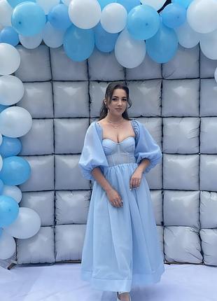 Комплект суконь «мама + донечка»   неймовірно ніжний family look у ніжно-блакитному кольорі