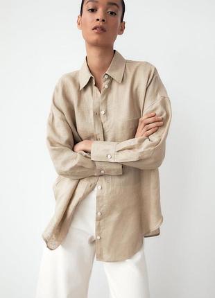 Льняная рубашка zara