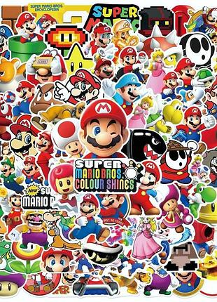 🔥 наклейки super mario bros 50 шт. 🎮 стикеры mario / nintendo / водостойкие