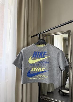 Оригінал футболка nike вкорочена сіра футболка топ