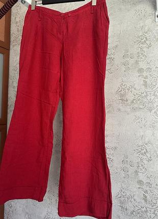 Брюки женские, красные, massimo duti, лен