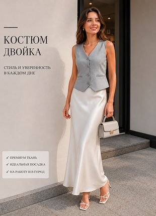 Костюм двойка, жилетка + юбочка.можно отдельно