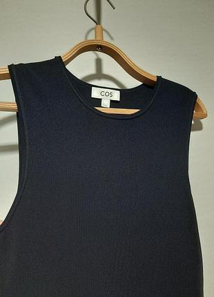 Платье midi силуэтное элегантное cos, плотное вискозное полотно,темно синий цвет navy blue s