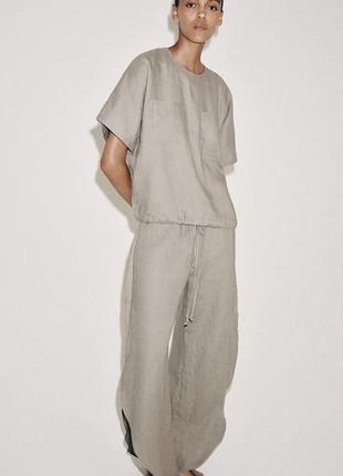 Брюки zw collection из 100% льна с разрезами