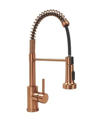 Смеситель для кухни rea colin с пружиной и выдвижным изливом brushed copper (rea-b5459)