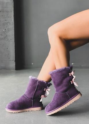 Ugg з бантами жіночі чоботи уггі фіолетові4 фото