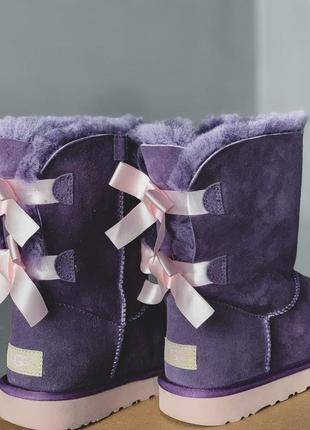 Ugg с бантами женские сапоги угги фиолетовые