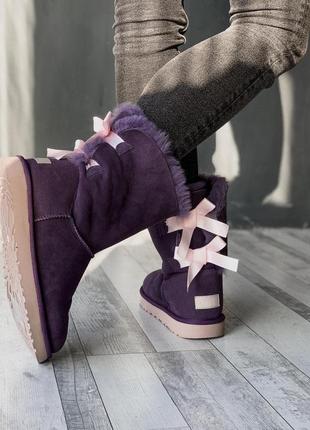 Ugg с бантами женские сапоги угги фиолетовые7 фото